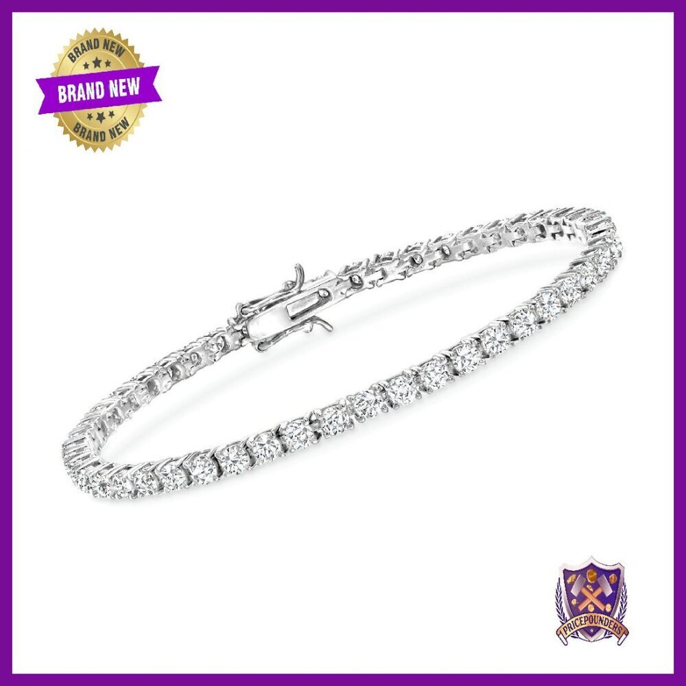 Sterling Silver CZ Tennis Bracelet 5ct 7in Double Latch Safety